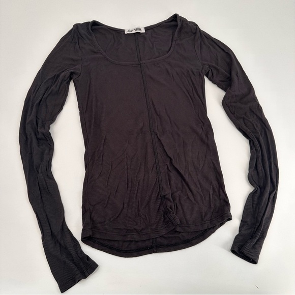 Joah Brown Tops - Joah Brown Black Square Neck Ribbed Longsleeve Top Size M/L